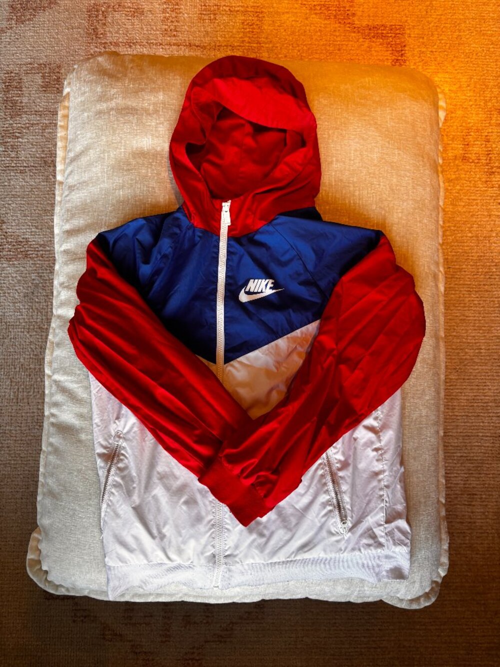 Nike Windbreaker Jacket Youth Size Large Hooded Full Zip Color Block BOYS Large